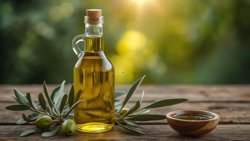 Gerçek natürel sızma zeytinyağını gösteren ürün fotoğrafı