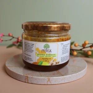 Bal, polen, zencefil ve limon kabuğu ile hazırlanan İTOGA Arınma Harmanı 270 g cam kavanoz ürün görseli