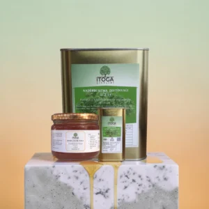 İTOGA Çiftliği Nilüfer’in Seçimi ürün sepeti zeytinyağı bal ve kekik çeşnili zeytinyağı seti