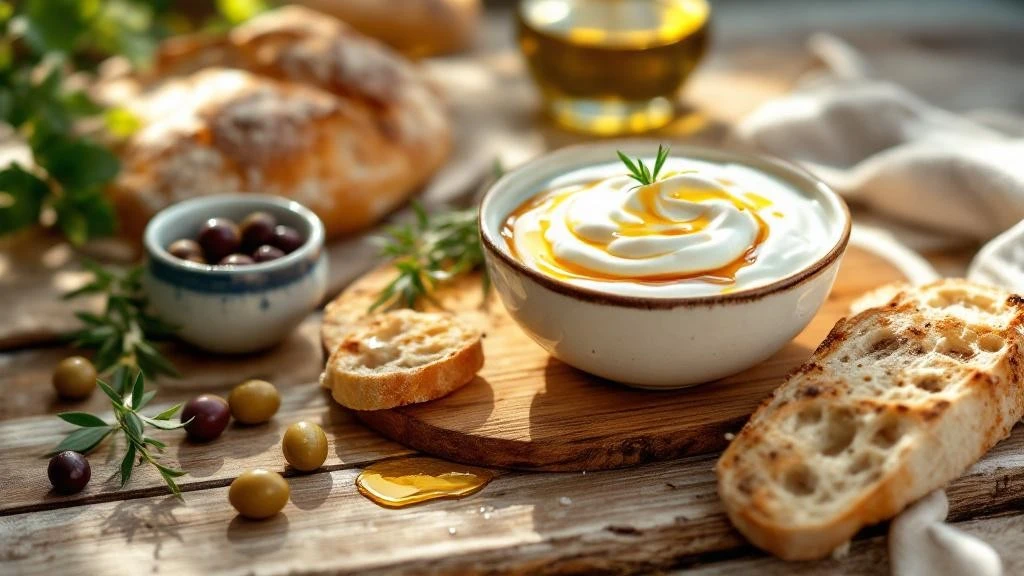 Ege mutfağı sofrasında zeytinyağı, bal, yoğurt ve zeytin ile hazırlanmış geleneksel kahvaltı