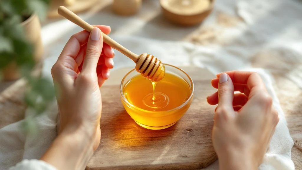 bal maskesi hazırlamak için kaseden bal alınması