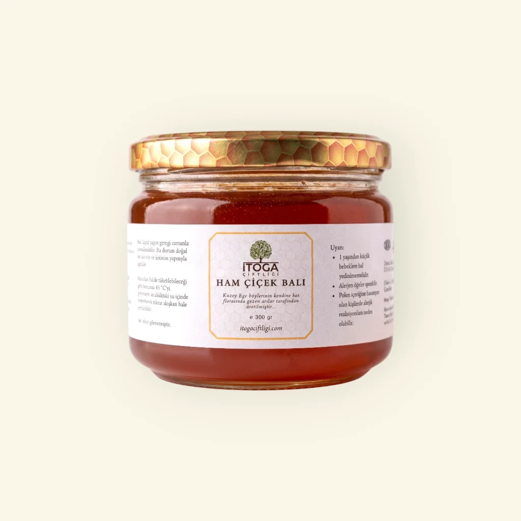 İTOGA Çiftliği ham çiçek balı 300 g Kuzey Ege doğal bal
